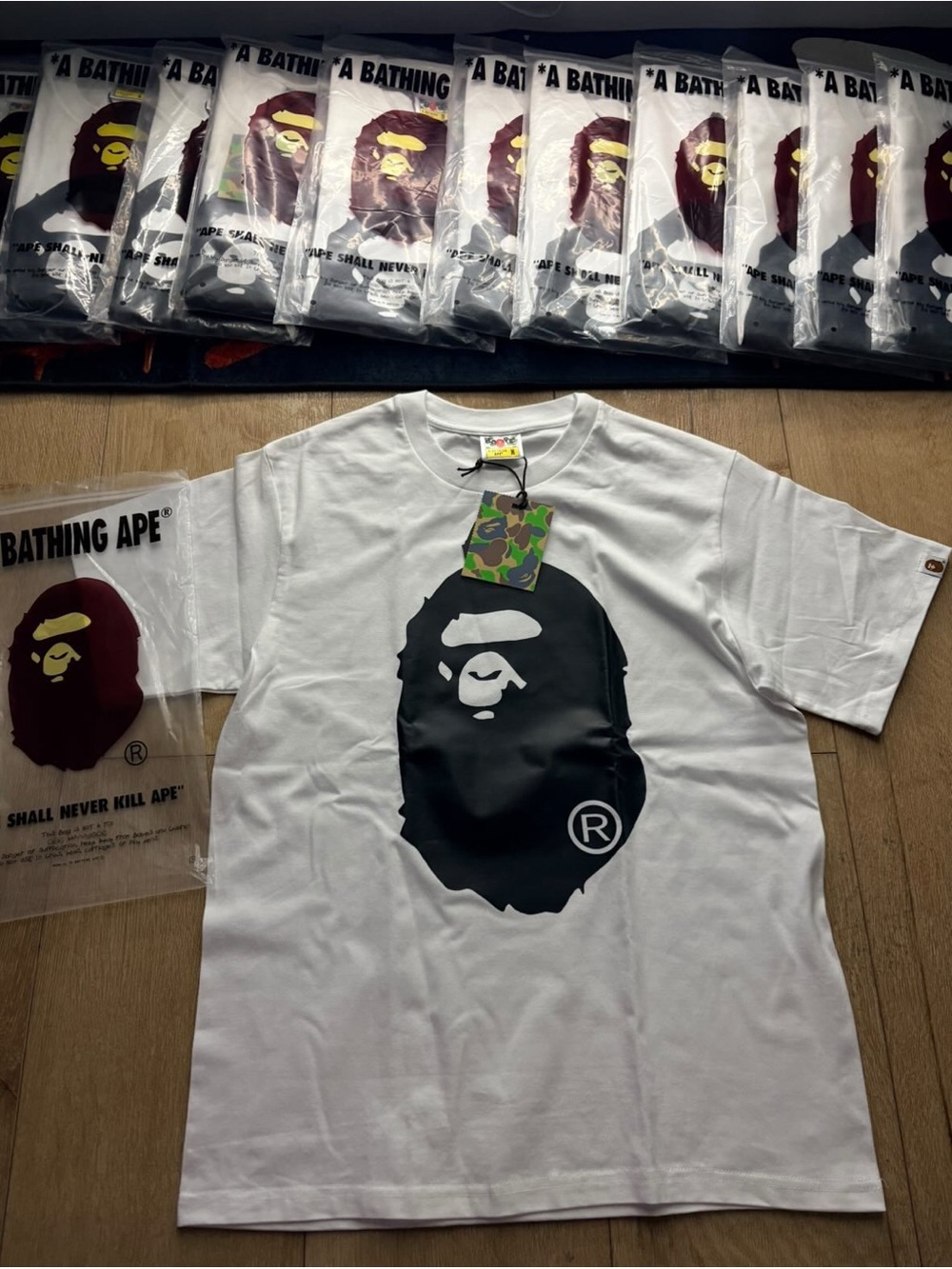 A Bathing Ape White Short-Sleeve Logo Tee
